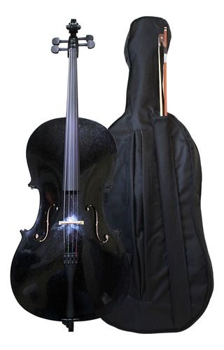 Violoncello Violonchelo 4/4 Negro Brillante Con Funda