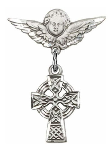 Insignia Bebe Colgante Cruz Celta Angel Pin Ala