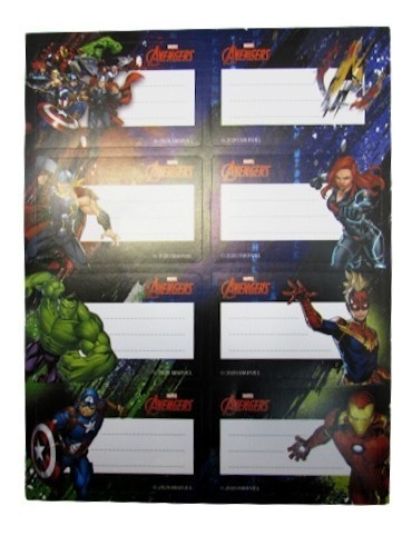 Etiquetas Escolares Avengers Marvel X 16 - Ppr              