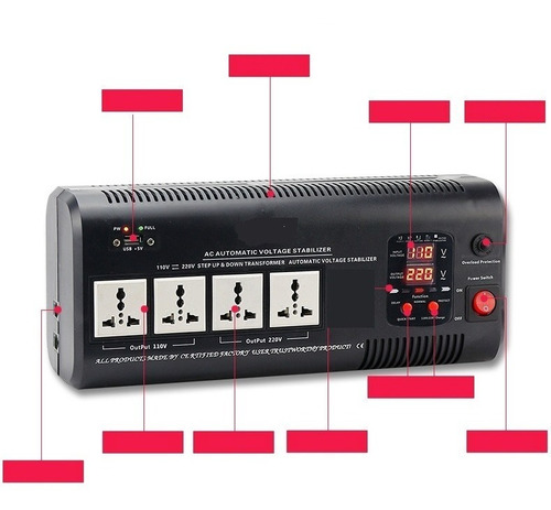 Imagen 3 de 6 de Regulador De Voltaje 3000w Ups Transformador 220 A 110 A 220