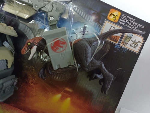 Camión Captura Jurassic World Diminion Velociraptor Figura