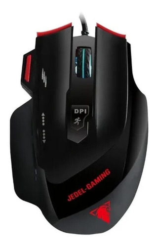 Mouse Gamer Jedel Gm-1070 7 Botones 3200 Dpi Luz Led Color Negro