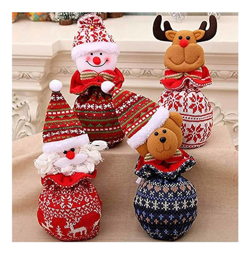 . A Cb W 4pcs Bolsa De Dulces De Regalo Con Cordón Navidad
