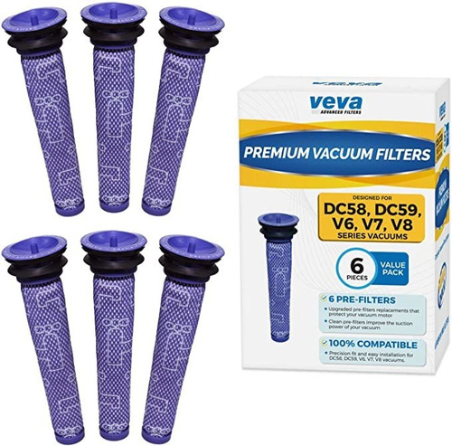 Veva 6 De Vacío Premium Pre Filtros Compatible Con Dyson V6,