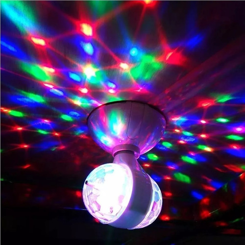 Imagen 3 de 7 de Lampara Giratoria Rgb Led Esfera Bola Luz Colores E27 220v