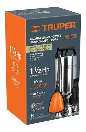 Imagen 4 de 6 de Bomba Sumergible Agua Sucia 1-1/2hp Uso Rudo Truper 12608
