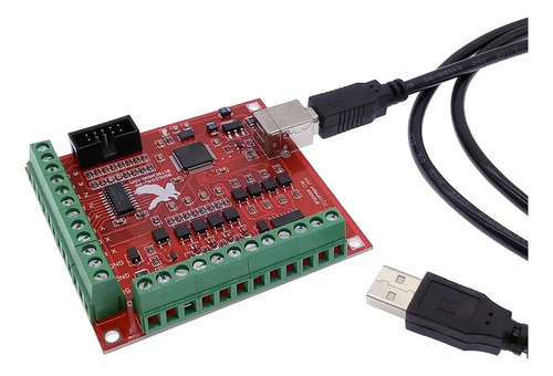 Tarjeta Usb Cnc Mach 3 Interfaz 4 Ejes Roja Control Cnc