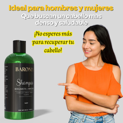 Baronix Shampoo Bergamota + Minoxidil Crecimiento Acelerado
