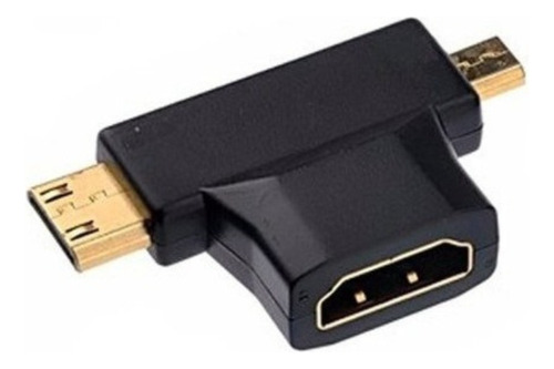 Conversor compatível com Mini ou Micro Hdmi® para Hdmi® 3 em 1 cor preta