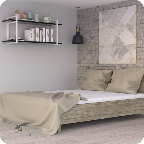 Prateleira Estilo Industrial P/ Quarto Parede Gnd Bp 120cm Cor Preto