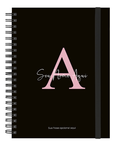 Caderno Universitário Personalizado + Mod. Preto Rosa 12 Mat