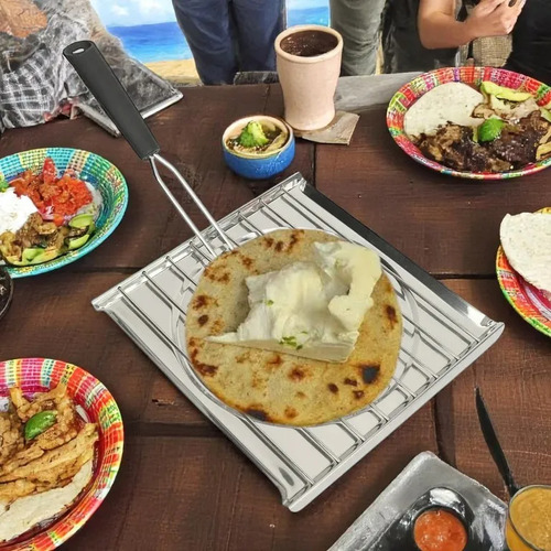 Par De Parrillas Para Tortillas De Acero Inoxidable Plateado