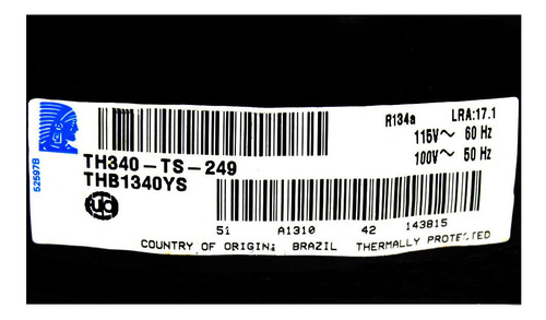 Compresor Tecumseh B 1/8hp 110v/1ph/60hz Baja Thb1340ys R134