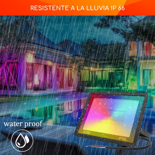 Imagen 5 de 8 de Foco Proyector Wifi Inteligente 220v 50w Blancos/color Rgb