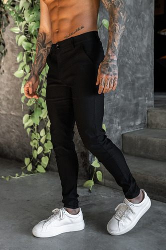 Moda Pants Hombre Pants Negro Slim Fit Casuales