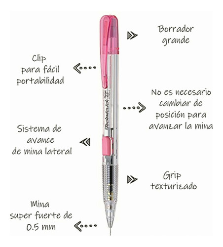 Pentel Pd105bp-p Lapicero 0.5 Mm Techniclick Rosa