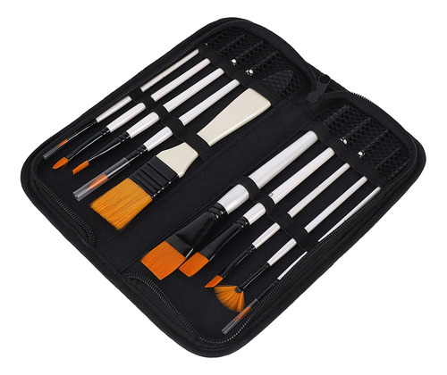 10 Brochas De Pintura, Varilla Blanca, Lana De Nailon, Acuar