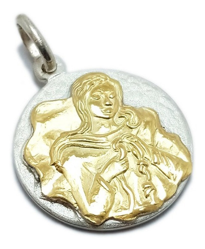 Medalla Virgen Desatanudos - Plata 925 Y Oro 18k - 20mm