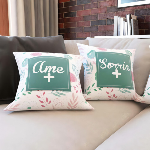 Capas De Almofadas Decorativas Ame, Sorria, Sonhe E Viva