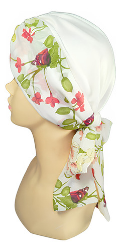 Turbante Gorro Para Mujer C/banda Oncológico Algodón. Tyamia Color Hueso Estampado