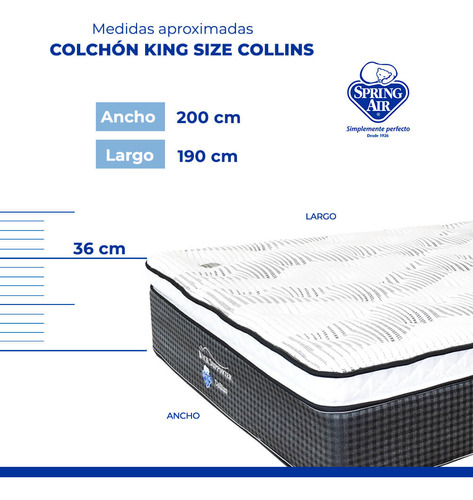 Colchón Spring Air collins ortopédico para cama king size color gris oscuro