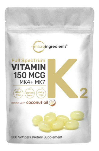 Vitamina K2 Mk7 Mk4 Menaquinona 200 Mcg Capsulas Orgánica