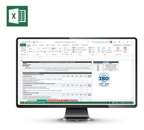 Implementación Iso 9001 Excel (plantilla Excel)
