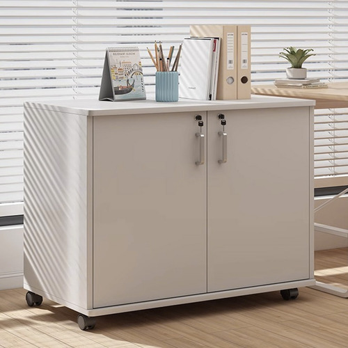 Archivero Blanco Oficina Doble Con Rueda Moderno Mueble 80cm Crema