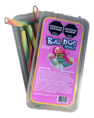 Caramelos Ácidas Regaliz Bull Dog Tutti Frutti 360gr Gomitas