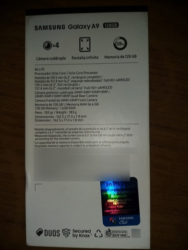 Imagen 1 de 9 de Celular Samsung A9 Negro Dual Sim