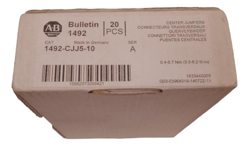 1492-cjj5-10 Puente De Bloque De Terminales Lote 20 Pz