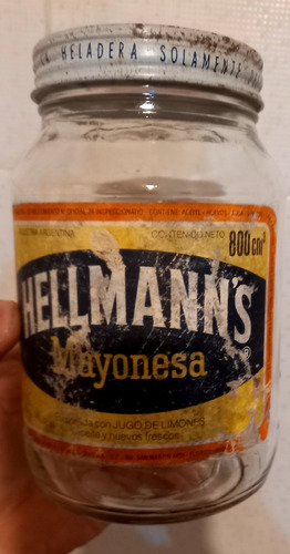 Antiguo Frasco De Mayonesa Hellmanns 800 Ml  1984