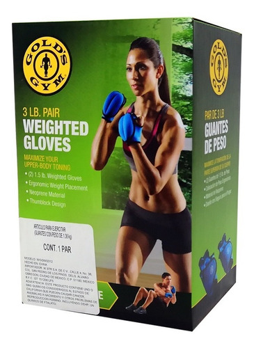 Imagen 4 de 5 de Par De Guantes Con Peso De 3lb Gold's Gym Yoga, Pilates