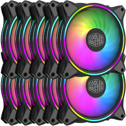 Kit 10 Cooler Master Masterfan Preto Mf120 Halo 120mm Rgb