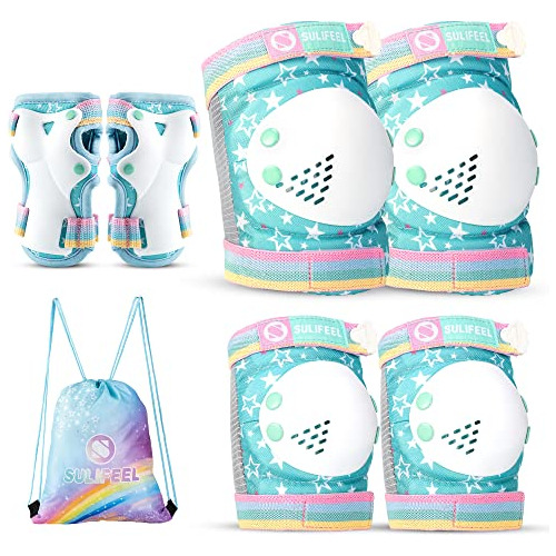 Sulifeel Rainbow Unicorn Knee Pads Para Niños Knee Elbow Pad