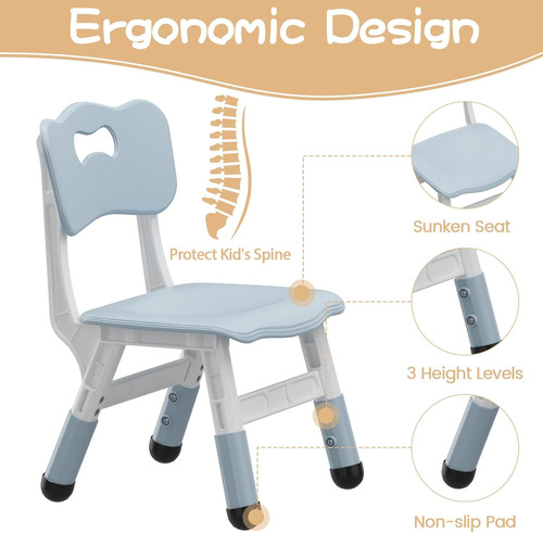 Juego De Mesa Y Silla Para Niños, Mesa De Altura Ajustable Y