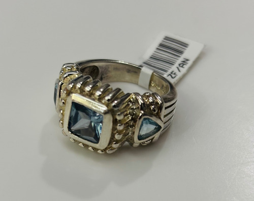 Anillo De Plata Con Piedra Preciosa Zafiro Plateado 6.5