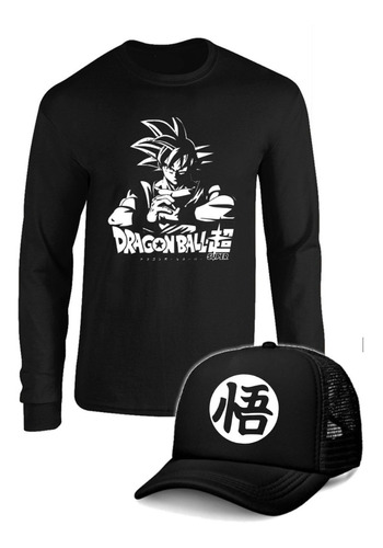 Camibuso Manga Larga Dragon Ball Con Gorra Combo