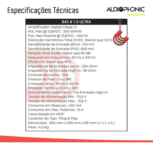 Imagem 4 de 7 de Caixa Amplificada Compacta Sub 8 Polegadas 400w Audiophonic