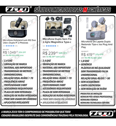 J6 Microfone Duplo 2.4ghz Sem Fio Magnética Type-c