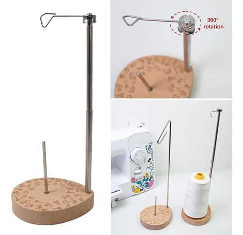 Soporte Para Hilo De Coser, Cono Único, Base De Madera,