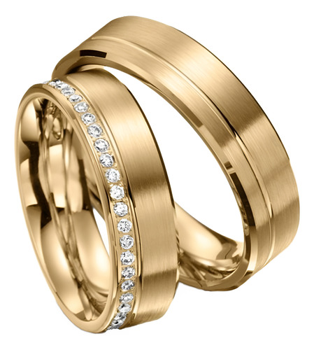 Par Alianças Ouro 18k Retas Fos 1 Friso 20 Diamantes 5mm 10g