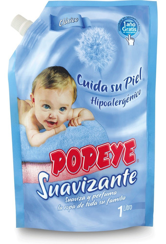 Popeye Suavizante Ropa Hipoalergénico 1 Litro