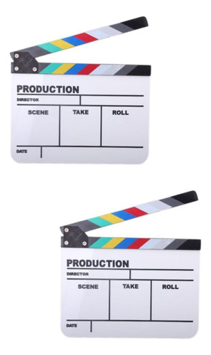 2 Unids Pelicula Pizarra Equipo Clapboard Produccion Tv Para