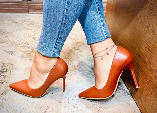 Tacones Zapatos Dama Inglese Alessia Tacón Alto Camel