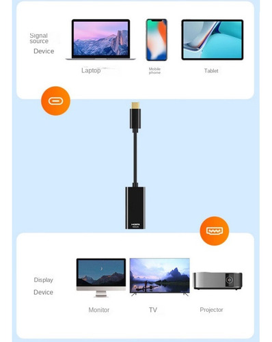 Adaptador Usb Tipo C A Hdmi, Convertidor Macho A Hembra, 4k,