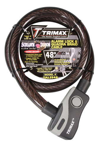 Cerradura Con Alarma Y Cable Quadra-braid 4&#39; Lx 25m...