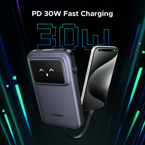Batería Externa Ugreen Uno De 10.000 Mah Con Cable Usb-c De
