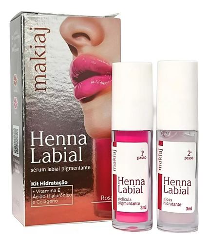 Henna Labial Tinte Para Labios Con Acido Hialuronico X2 Uni Rosa