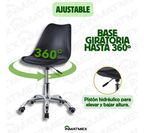 Silla Oficina Eames 3 Pz Altura Ajustable Ruedas 360°